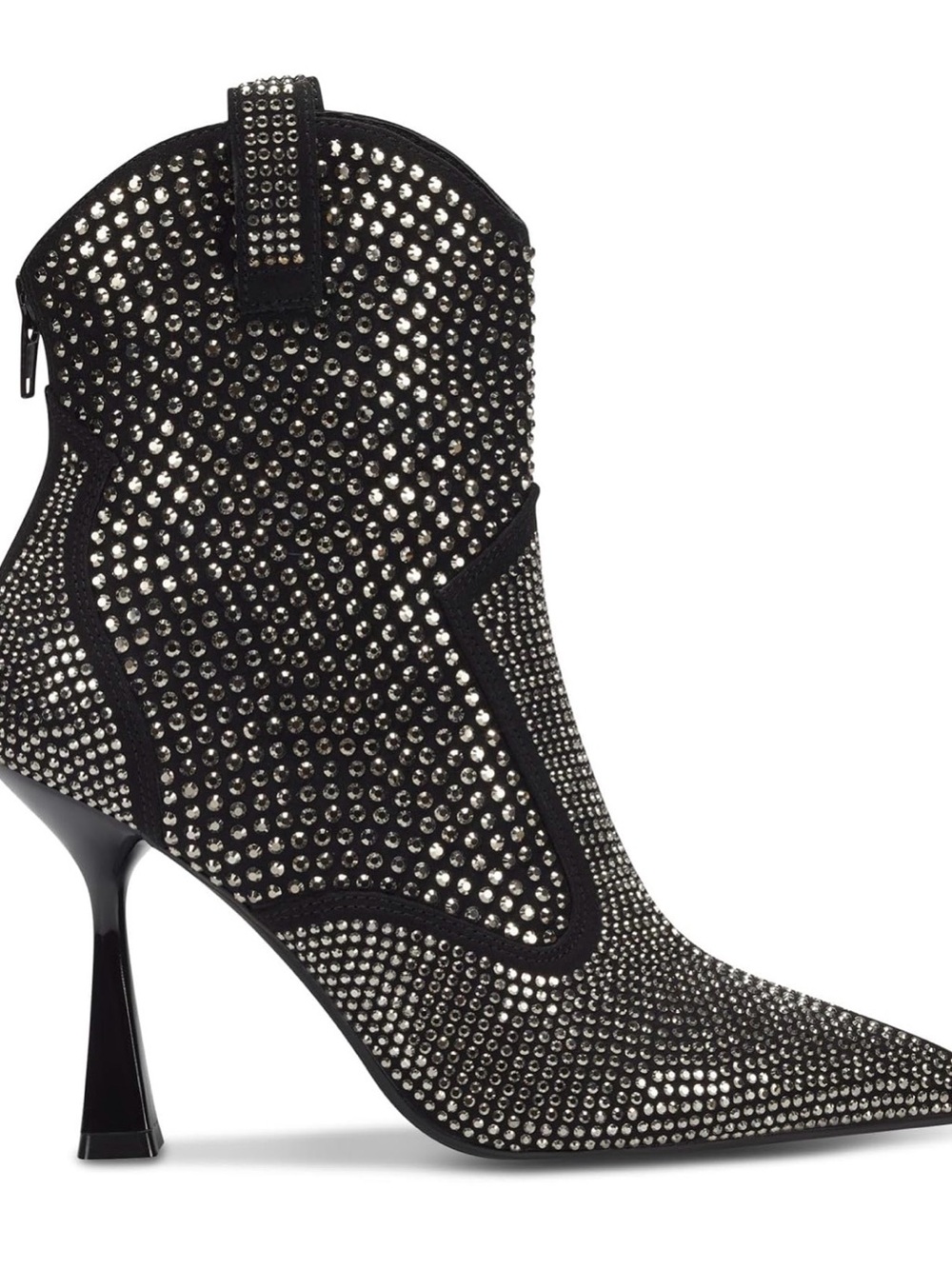INC International Concepts Black Crystal-Studded Pointed Heel Bootie
